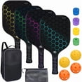 thumbnail image 1 of Pickleball-Paddles-Set of 4 Rackets, Pickle-Ball Equipment with Balls, Bag, Accessories, Fiberglass Graphite Pickleball Racquet Set for Men, Women, Kids, Adults, 1 of 7