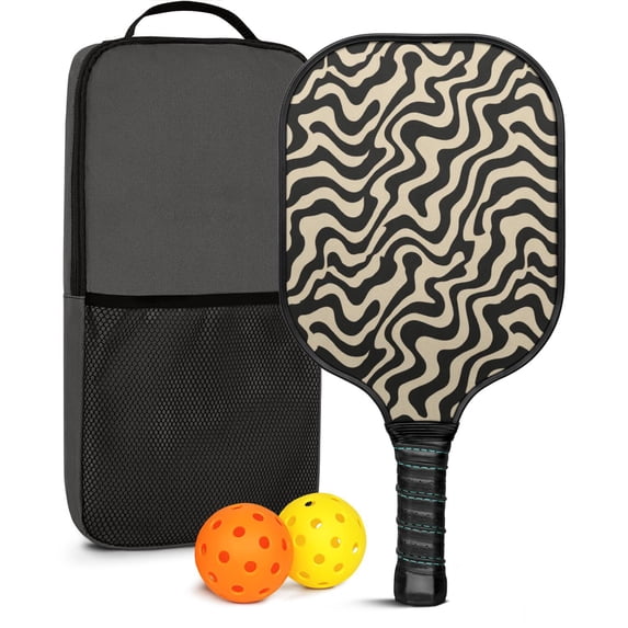 Pickleball Paddles Set Of 1, Fiberglass Surface, Animal, Leopard Print, 1 Paddle, 2 Balls & Bag
