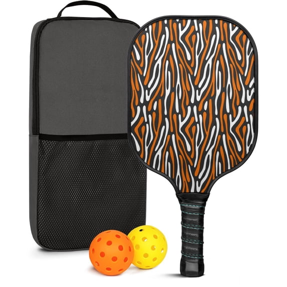Pickleball Paddles Set Of 1, Fiberglass Surface, Animal, Leopard Print, 1 Paddle, 2 Balls & Bag