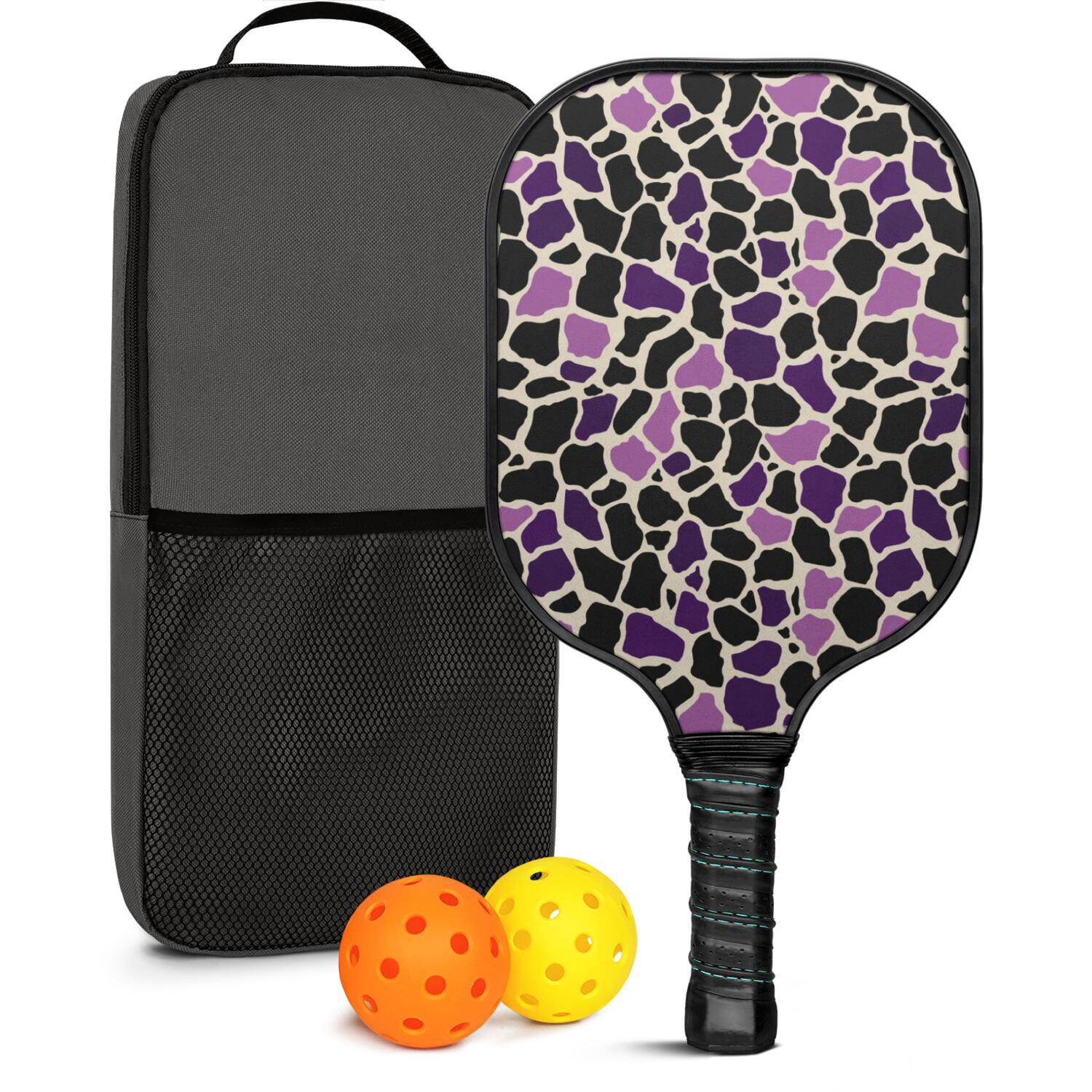 Pickleball Paddles Set Of 1, Fiberglass Surface, Animal, Leopard Print, 1 Paddle, 2 Balls & Bag