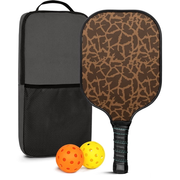 Pickleball Paddles Set Of 1, Fiberglass Surface, Animal, Leopard Print, 1 Paddle, 2 Balls & Bag