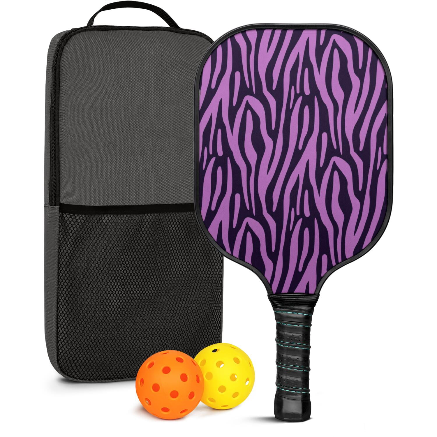 Pickleball Paddles Set Of 1, Fiberglass Surface, Animal, Leopard Print, 1 Paddle, 2 Balls & Bag