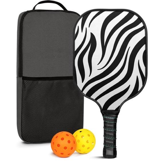 Pickleball Paddles Set Of 1, Fiberglass Surface, Animal, Leopard Print, 1 Paddle, 2 Balls & Bag