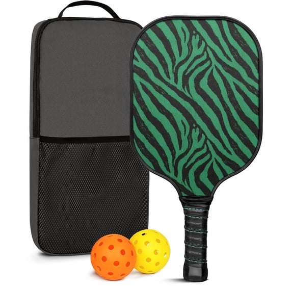 Pickleball Paddles Set Of 1, Fiberglass Surface, Animal, Leopard Print, 1 Paddle, 2 Balls & Bag