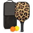 thumbnail image 1 of Pickleball Paddles Set Of 1, Fiberglass Surface, Animal, Leopard Print, 1 Paddle, 2 Balls & Bag, 1 of 5