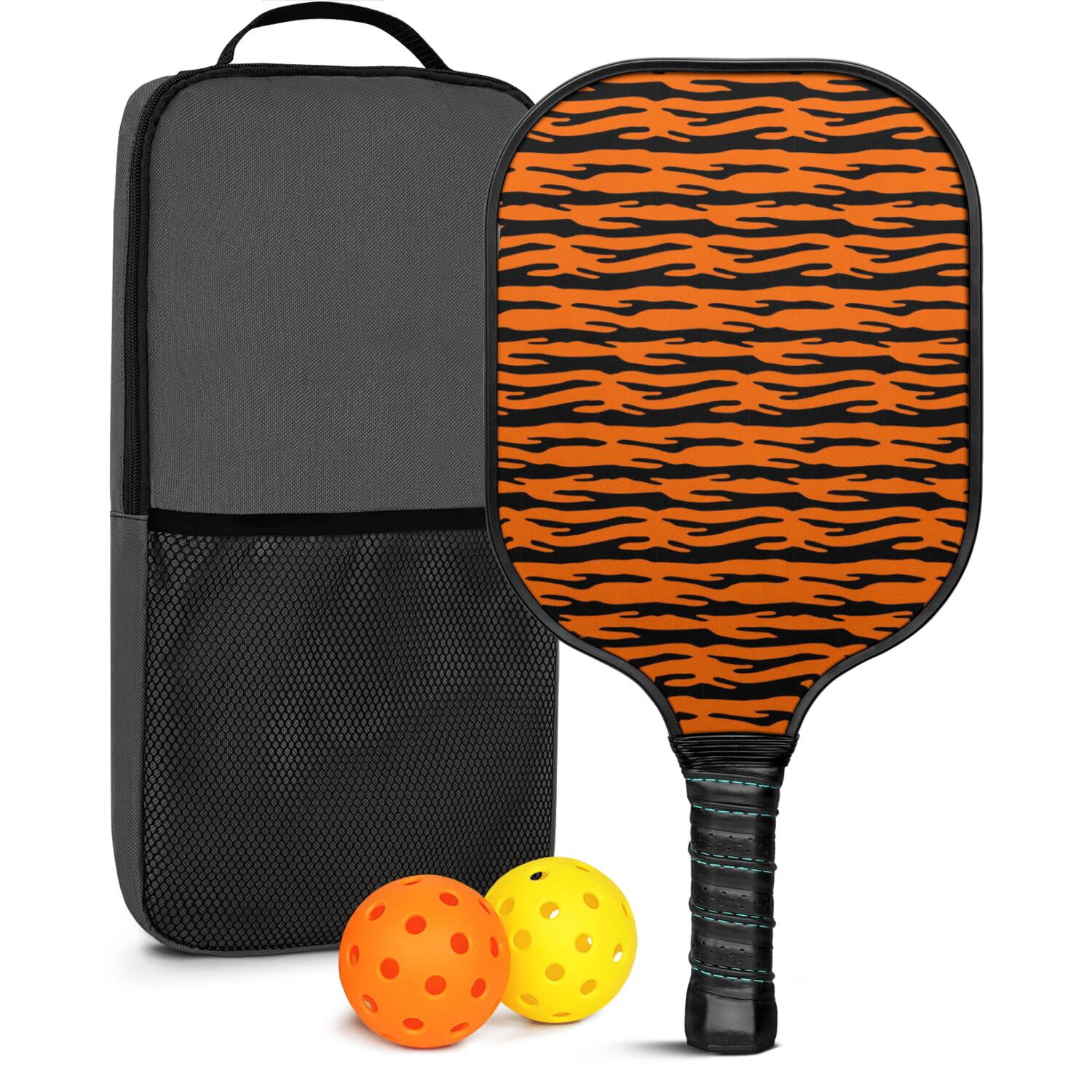 Pickleball Paddles Set Of 1, Fiberglass Surface, Animal, Leopard Print, 1 Paddle, 2 Balls & Bag