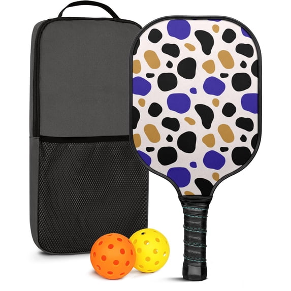 Pickleball Paddles Set Of 1, Fiberglass Surface, Animal, Leopard Print, 1 Paddle, 2 Balls & Bag