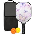 thumbnail image 1 of Pickleball Paddles Set Of 1, Fiberglass Surface, Boho Butterfly Decor, 1 Paddle, 2 Balls & Bag, 1 of 5