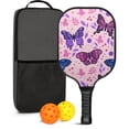 thumbnail image 1 of Pickleball Paddles Set Of 1, Fiberglass Surface, Boho Butterfly Decor, 1 Paddle, 2 Balls & Bag, 1 of 5