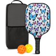 thumbnail image 1 of Pickleball Paddles Set Of 1, Fiberglass Surface, Boho Butterfly Decor, 1 Paddle, 2 Balls & Bag, 1 of 5