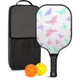 thumbnail image 1 of Pickleball Paddles Set Of 1, Fiberglass Surface, Boho Butterfly Decor, 1 Paddle, 2 Balls & Bag, 1 of 5