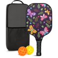 thumbnail image 1 of Pickleball Paddles Set Of 1, Fiberglass Surface, Boho Butterfly Decor, 1 Paddle, 2 Balls & Bag, 1 of 5
