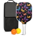thumbnail image 1 of Pickleball Paddles Set Of 1, Fiberglass Surface, Butterfly Print, 1 Paddle, 2 Balls & Bag, 1 of 5