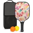 thumbnail image 1 of Pickleball Paddles Set Of 1, Fiberglass Surface, Butterfly Print, 1 Paddle, 2 Balls & Bag, 1 of 5