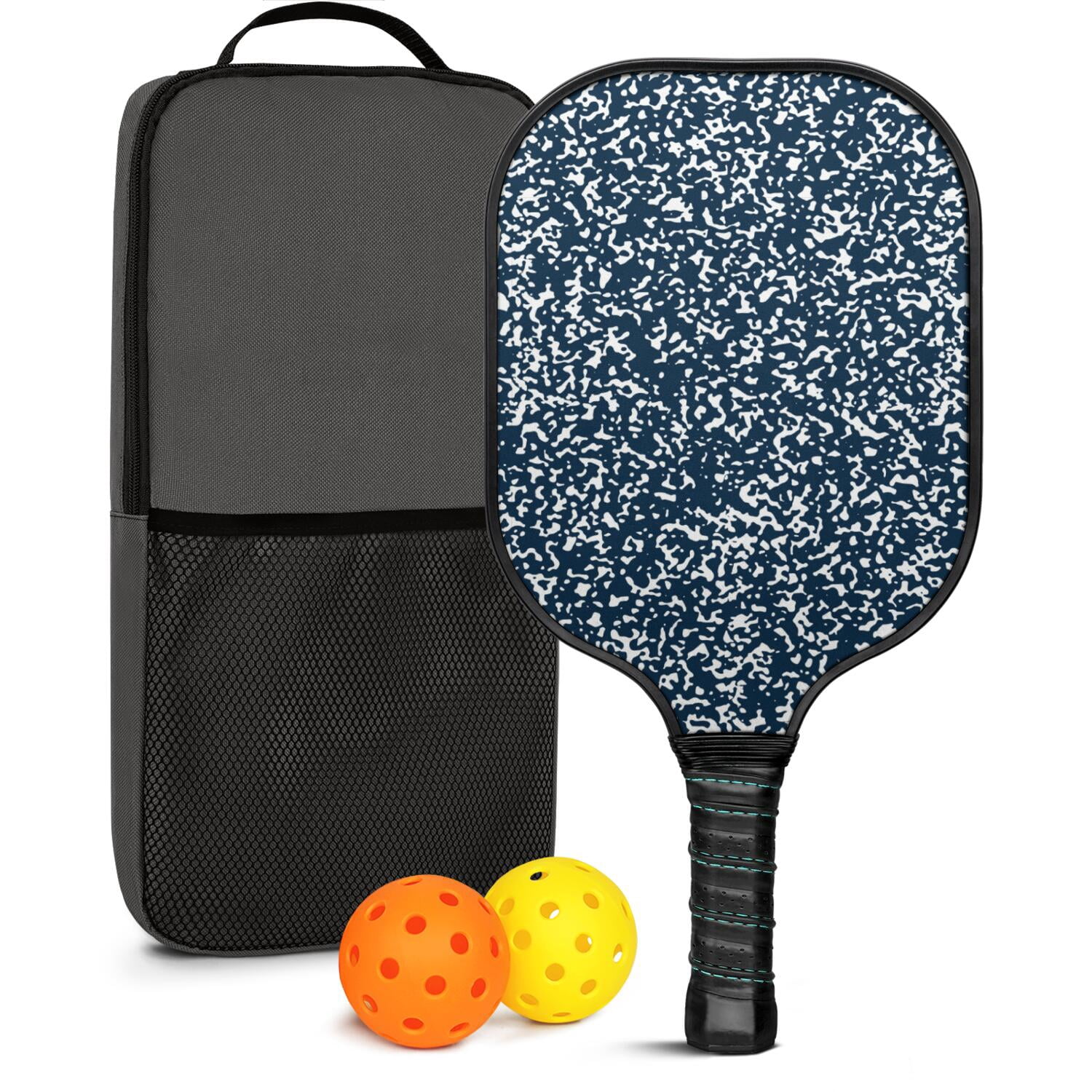 Pickleball Paddles Set Of 1, Fiberglass Surface, Camouflage Print, 1 Paddle, 2 Balls & Bag