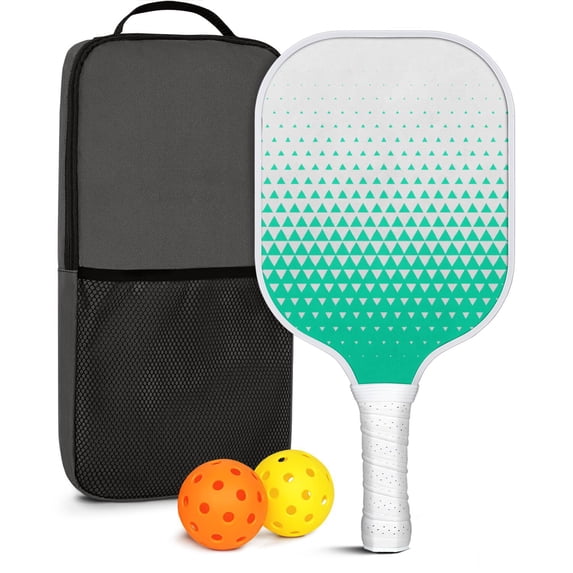 Pickleball Paddles Set Of 1, Fiberglass Surface, Colorful Lines Print, 1 Paddle, 2 Balls & Bag