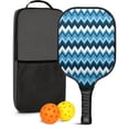 thumbnail image 1 of Pickleball Paddles Set Of 1, Fiberglass Surface, Colorful Lines Print, 1 Paddle, 2 Balls & Bag, 1 of 5