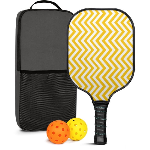 Pickleball Paddles Set Of 1, Fiberglass Surface, Colorful Lines Print, 1 Paddle, 2 Balls & Bag