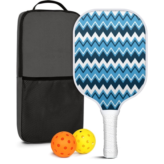Pickleball Paddles Set Of 1, Fiberglass Surface, Colorful Lines Print, 1 Paddle, 2 Balls & Bag