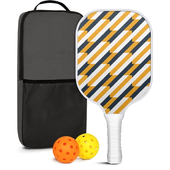 Pickleball Paddles Set Of 1, Fiberglass Surface, Colorful Lines Print, 1 Paddle, 2 Balls & Bag