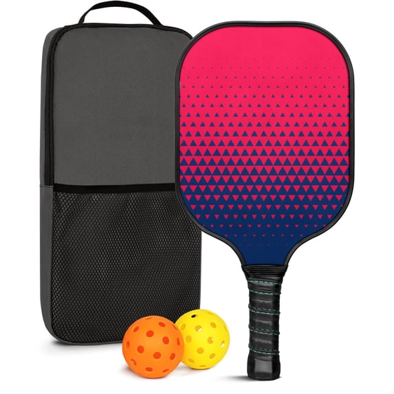Pickleball Paddles Set Of 1, Fiberglass Surface, Colorful Lines Print, 1 Paddle, 2 Balls & Bag
