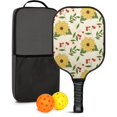 thumbnail image 1 of Pickleball Paddles Set Of 1, Fiberglass Surface, Daisy Floral Print, 1 Paddle, 2 Balls & Bag, 1 of 5