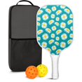 thumbnail image 1 of Pickleball Paddles Set Of 1, Fiberglass Surface, Daisy Floral Print, 1 Paddle, 2 Balls & Bag, 1 of 5