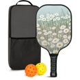thumbnail image 1 of Pickleball Paddles Set Of 1, Fiberglass Surface, Daisy Floral Print, 1 Paddle, 2 Balls & Bag, 1 of 5