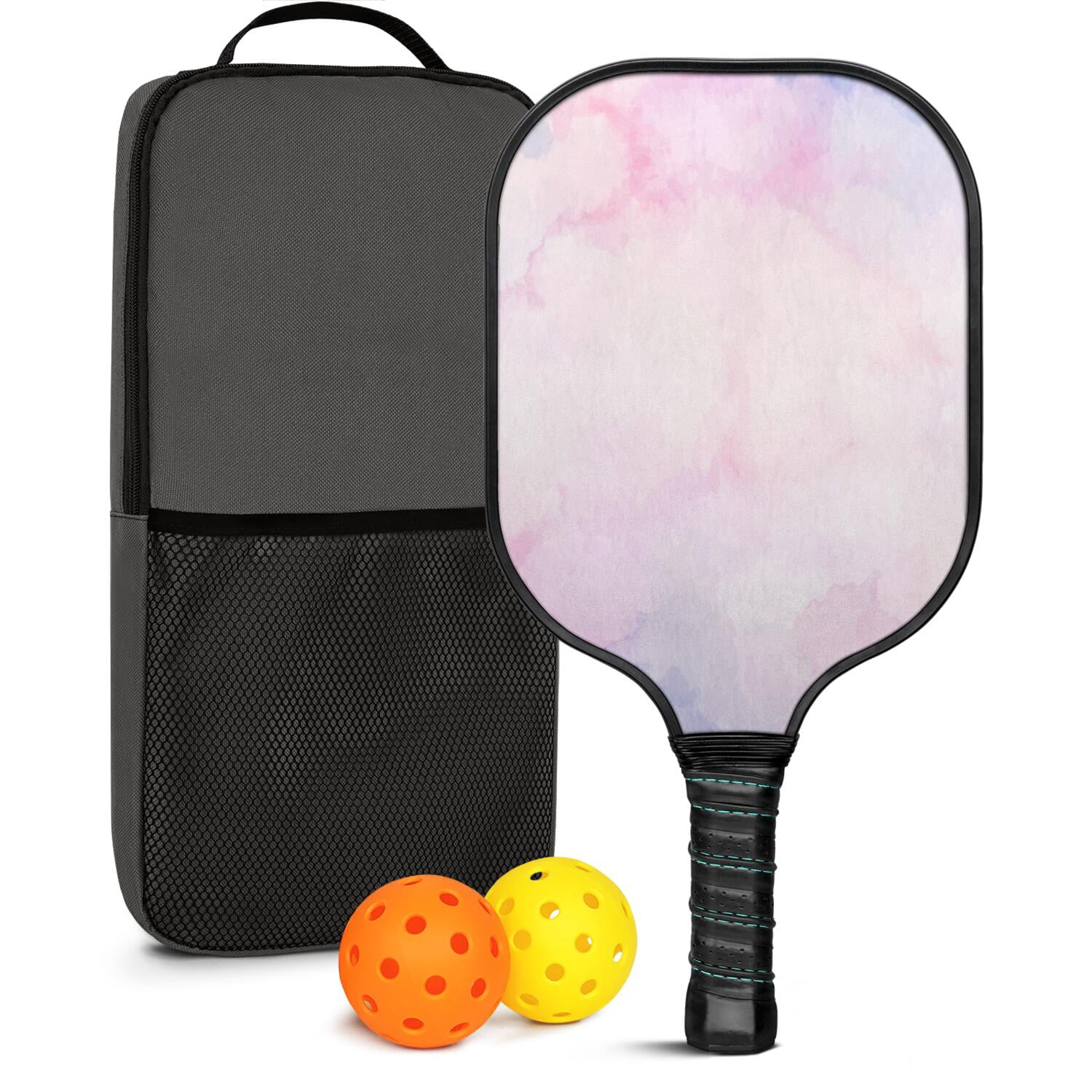 Pickleball Paddles Set Of 1, Fiberglass Surface, Fluid Smoke Aurora Art Style, 1 Paddle, 2 Balls & Bag