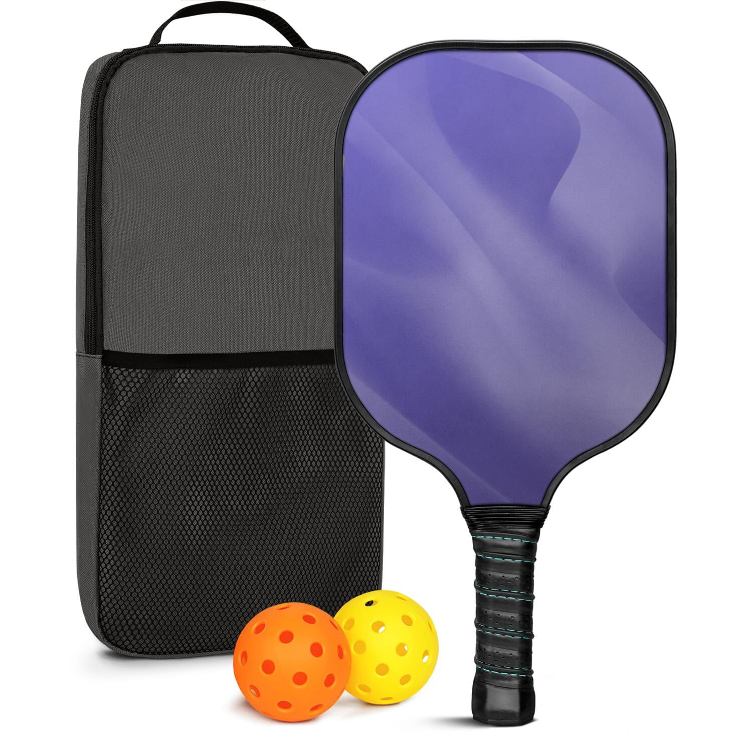 Pickleball Paddles Set Of 1, Fiberglass Surface, Fluid Smoke Aurora Art Style, 1 Paddle, 2 Balls & Bag