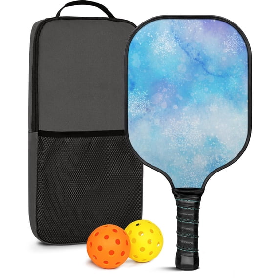 Pickleball Paddles Set Of 1, Fiberglass Surface, Ice Crystal Print, 1 Paddle, 2 Balls & Bag