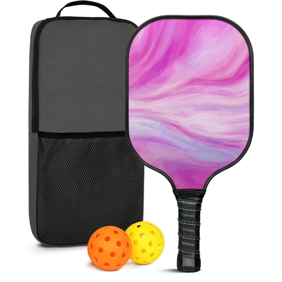 Pickleball Paddles Set Of 1, Fiberglass Surface, Liquid & Marble Print, 1 Paddles, 2 Balls & Bag