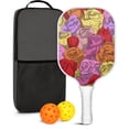 thumbnail image 1 of Pickleball Paddles Set Of 1, Fiberglass Surface, Rose Flowers Print, 1 Paddle, 2 Balls & Bag, 1 of 5