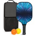 thumbnail image 1 of Pickleball Paddles Set Of 1, Fiberglass Surface, Speed, Lightning, Thunder Print, 1 Paddle, 2 Balls & Bag, 1 of 5