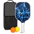 thumbnail image 1 of Pickleball Paddles Set Of 1, Fiberglass Surface, Speed, Lightning, Thunder Print, 1 Paddle, 2 Balls & Bag, 1 of 5
