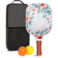 thumbnail image 1 of Pickleball Paddles Set Of 1, Fiberglass Surface, Spring Flowers Floral Print, 1 Paddle, 2 Balls & Bag, 1 of 5