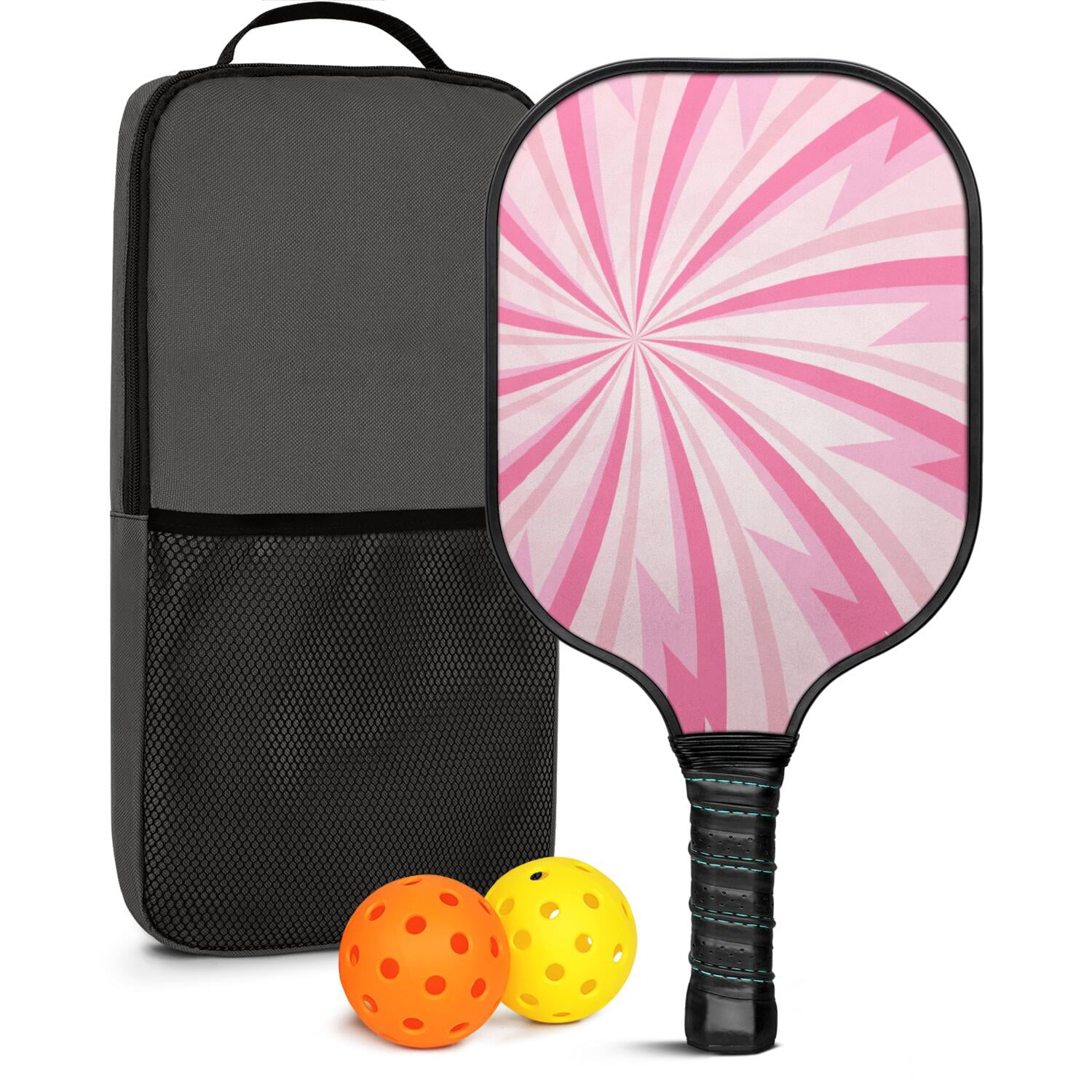 Pickleball Paddles Set Of 1, Fiberglass Surface, Sweet Candy Print, 1 Paddle, 2 Balls & Bag