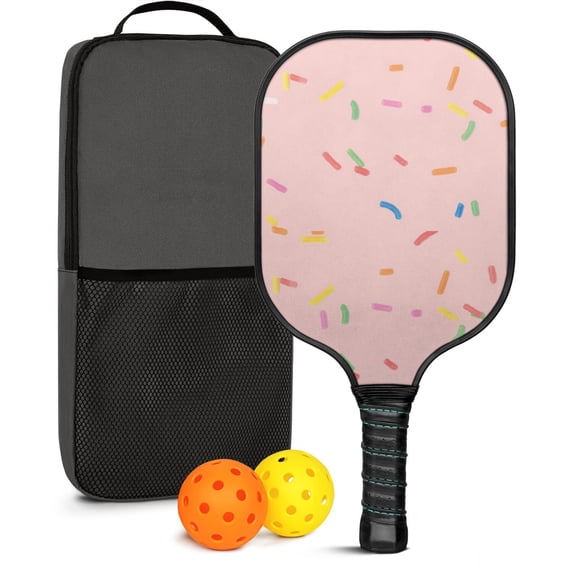 Pickleball Paddles Set Of 1, Fiberglass Surface, Sweet Candy Print, 1 Paddle, 2 Balls & Bag