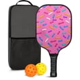 thumbnail image 1 of Pickleball Paddles Set Of 1, Fiberglass Surface, Sweet Candy Print, 1 Paddle, 2 Balls & Bag, 1 of 5