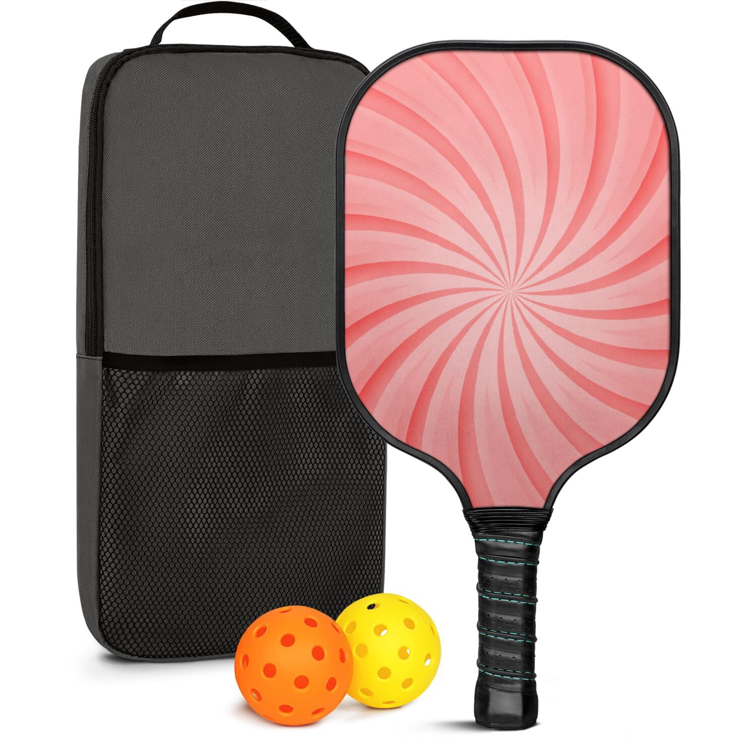 Pickleball Paddles Set Of 1, Fiberglass Surface, Sweet Candy Print, 1 Paddle, 2 Balls & Bag