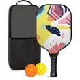 thumbnail image 1 of Pickleball Paddles Set Of 1, Fiberglass Surface, Tropical Leaf Print, 1 Paddle, 2 Balls & Bag, 1 of 5