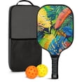 thumbnail image 1 of Pickleball Paddles Set Of 1, Fiberglass Surface, Tropical Leaf Print, 1 Paddle, 2 Balls & Bag, 1 of 5