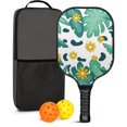 thumbnail image 1 of Pickleball Paddles Set Of 1, Fiberglass Surface, Tropical Leaf Print, 1 Paddle, 2 Balls & Bag, 1 of 5
