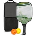 thumbnail image 1 of Pickleball Paddles Set Of 1, Fiberglass Surface, Turquoise Marble Pattern, 1 Paddle, 2 Balls & Bag, 1 of 5