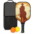 thumbnail image 1 of Pickleball Paddles Set Of 1, Fiberglass Surface, West & Cowboy Print, 1 Paddle, 2 Balls & Bag, 1 of 5