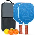 thumbnail image 1 of Pickleball Paddles Set Of 2, Fiberglass Surface, Adventure Map Print, 4 Balls & Bag, 1 of 5