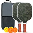 thumbnail image 1 of Pickleball Paddles Set Of 2, Fiberglass Surface, Adventure Map Print, 4 Balls & Bag, 1 of 5