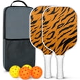 thumbnail image 1 of Pickleball Paddles Set Of 2, Fiberglass Surface, Animal, Leopard Print, 4 Balls & Bag, 1 of 5