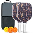 thumbnail image 1 of Pickleball Paddles Set Of 2, Fiberglass Surface, Colorful Feather Print, 4 Balls & Bag, 1 of 5