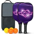 thumbnail image 1 of Pickleball Paddles Set Of 2, Fiberglass Surface, Colorful Geometry Print, 4 Balls & Bag, 1 of 5
